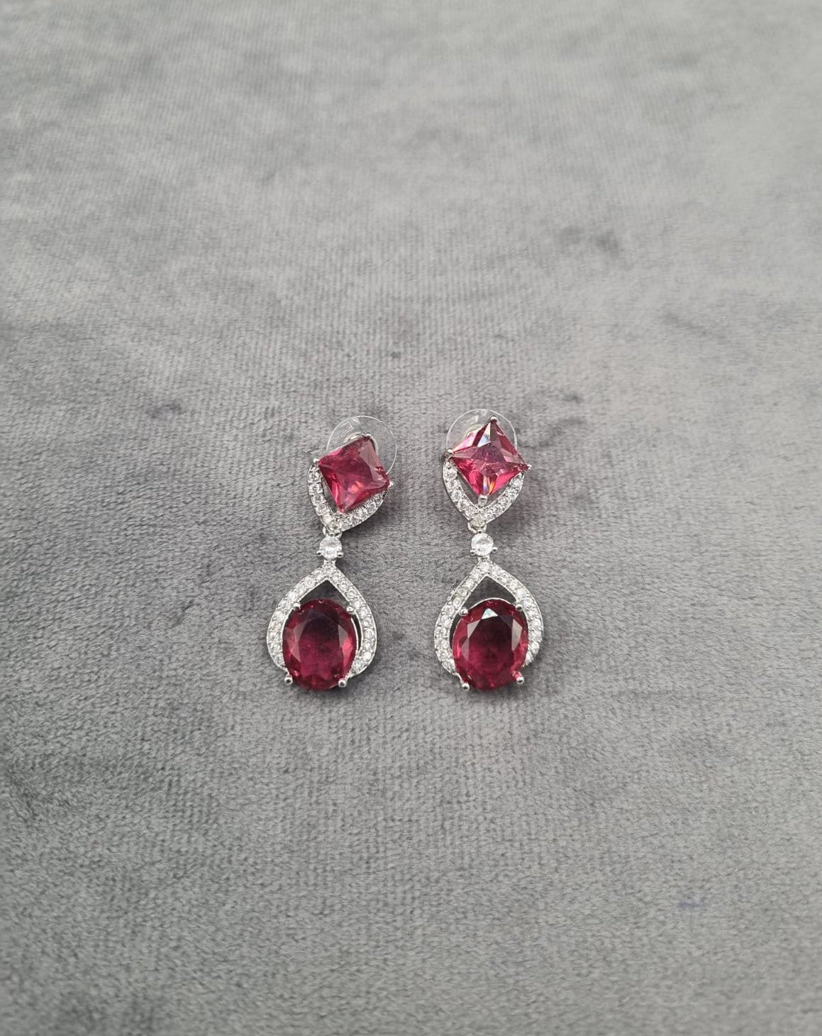 Oval Drop Earrings Silver Tone