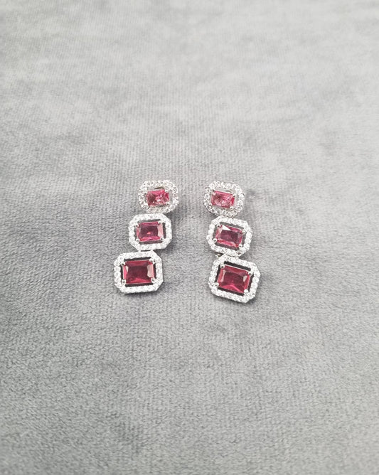 Sapphire Triple Cut Dangle Earrings