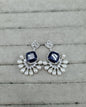 Elegant Blue Pearl Drops AD Earrings