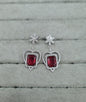 Mint Green & Silver AD Heart Dangle Earrings