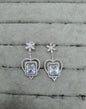 Mint Green & Silver AD Heart Dangle Earrings