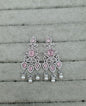 Elegant Pink Stones and Pearl Droplets Earrings