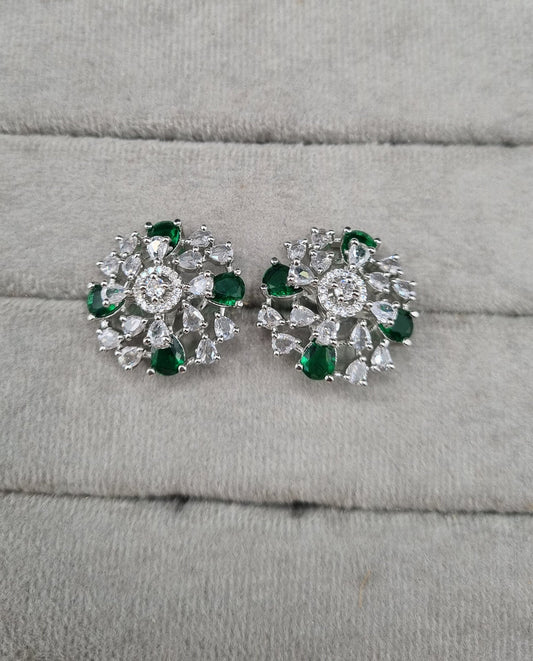 Round Bloom American Diamond Studs