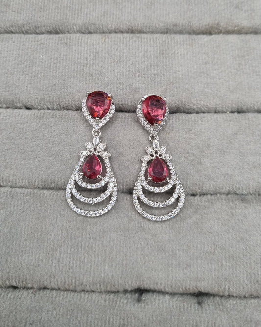 AD Cubic Zirconia Tiered Drop Earrings