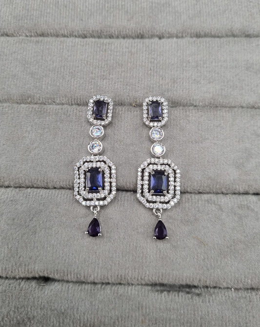 Geometric Double Halo Drop Earrings