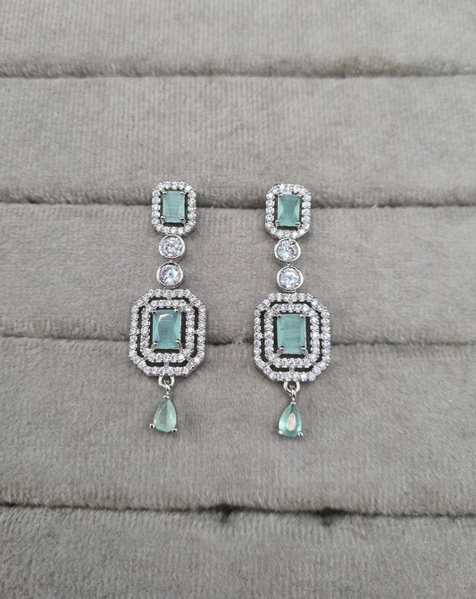 Geometric Double Halo Drop Earrings