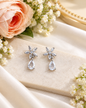 Dainty Marquise Floral AD Dangle Earrings