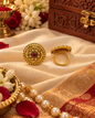 Traditional Embossed Floral Motif Adjustable Ring