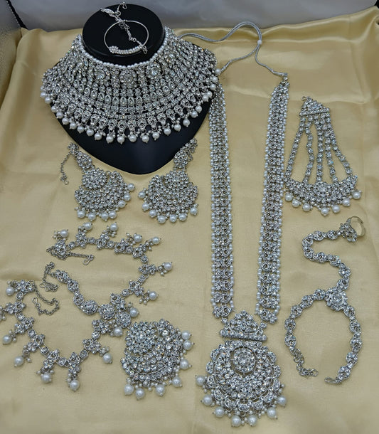 Elegant White & Silver Crystal Empress Bridal Set