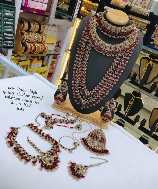 Grand Shadow Crystal Pakistani Bridal Jewellery Set