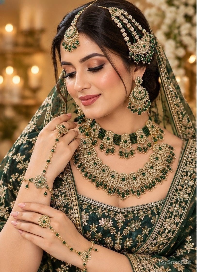Complete Bridal Jewellery Set with Passa & Hathphool