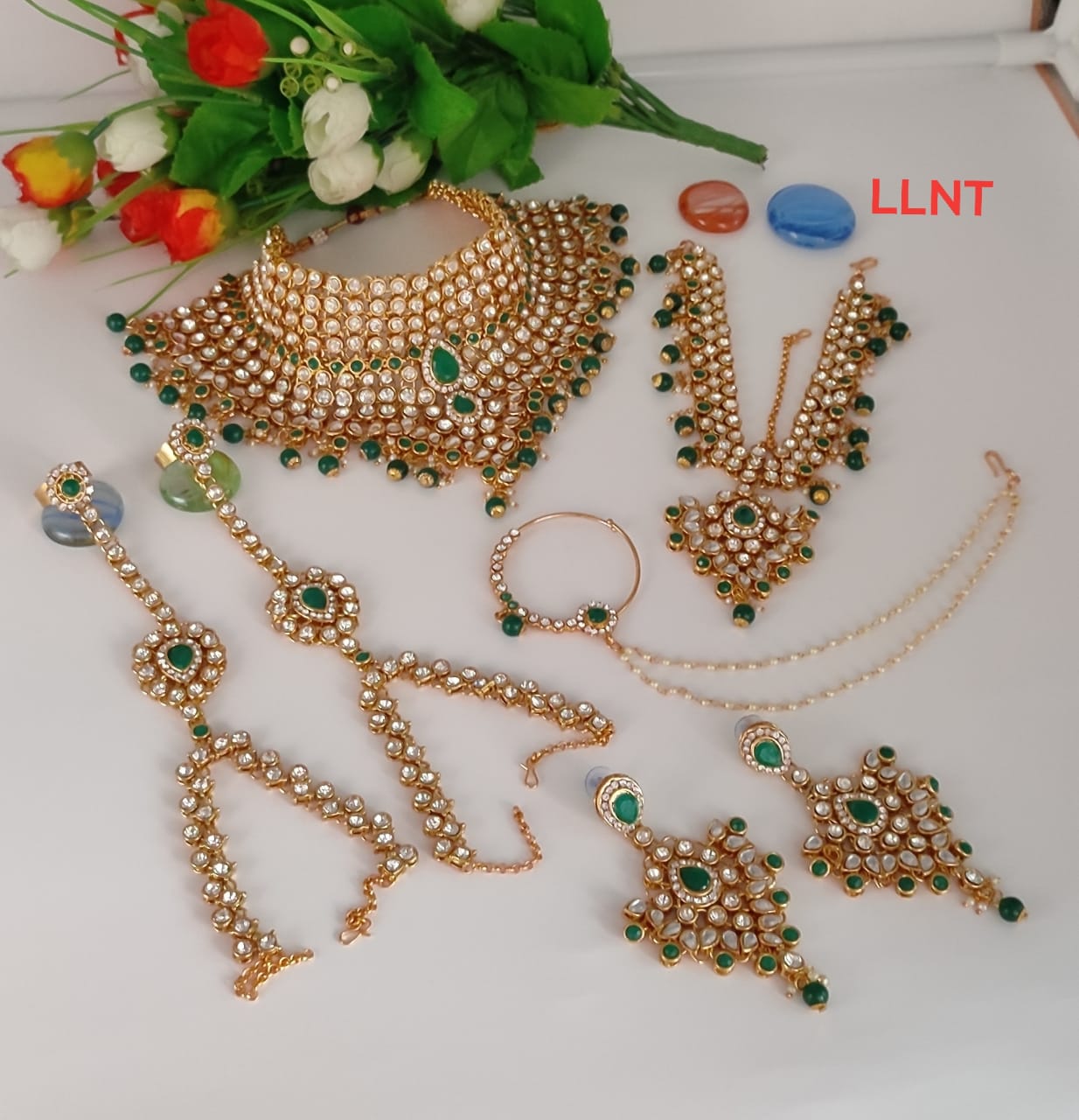 Dulhan Collection Gold Plated Bridal Jewellery Set 7-Piece For Woman