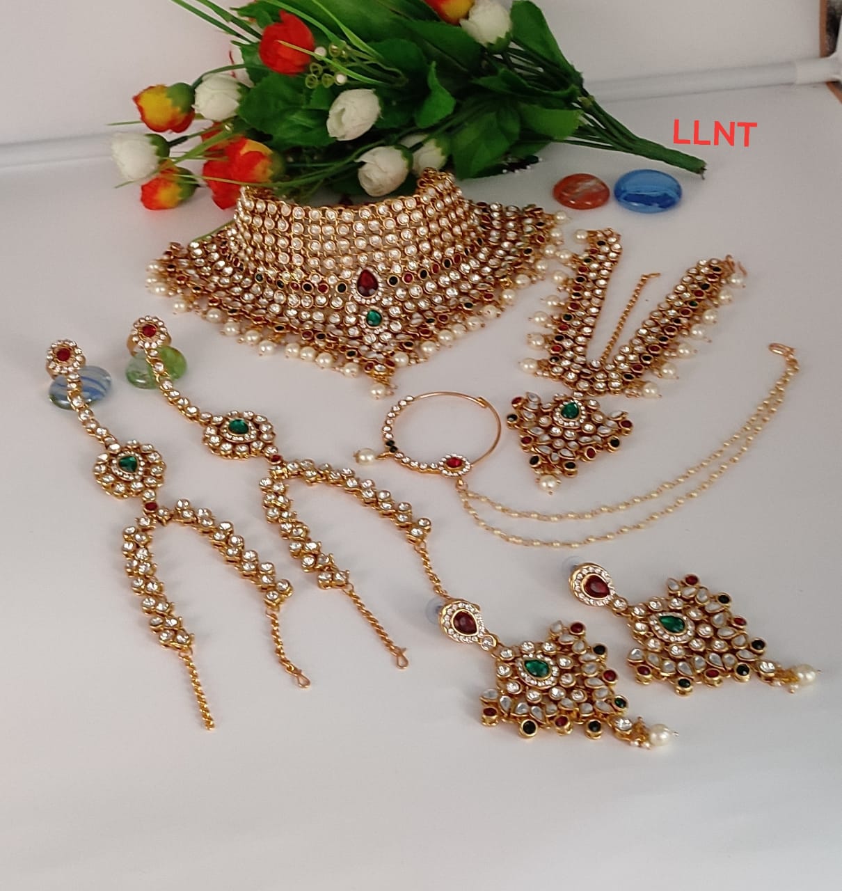 Dulhan Collection Gold Plated Bridal Jewellery Set 7-Piece For Woman