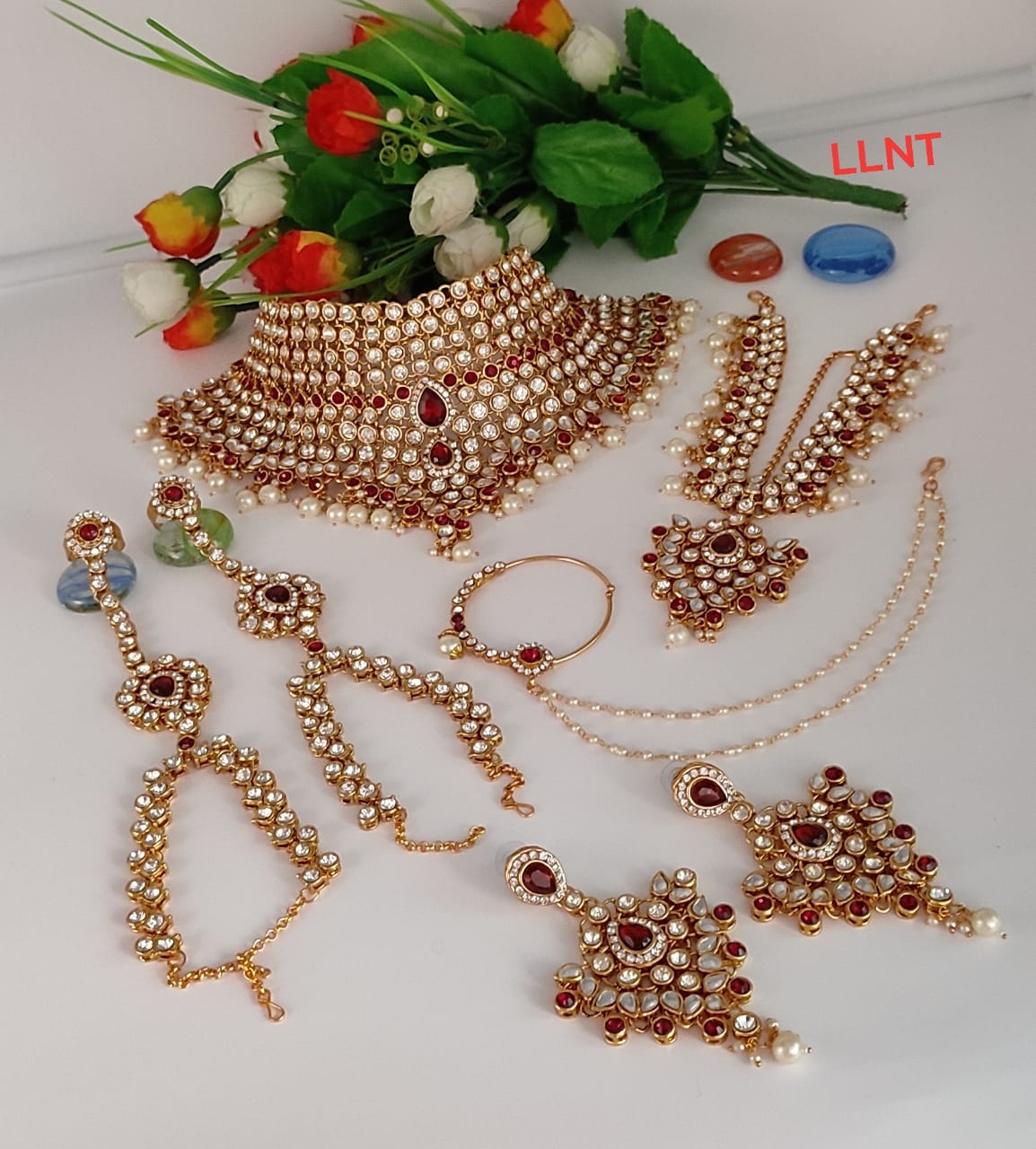 Dulhan Collection Gold Plated Bridal Jewellery Set 7-Piece For Woman