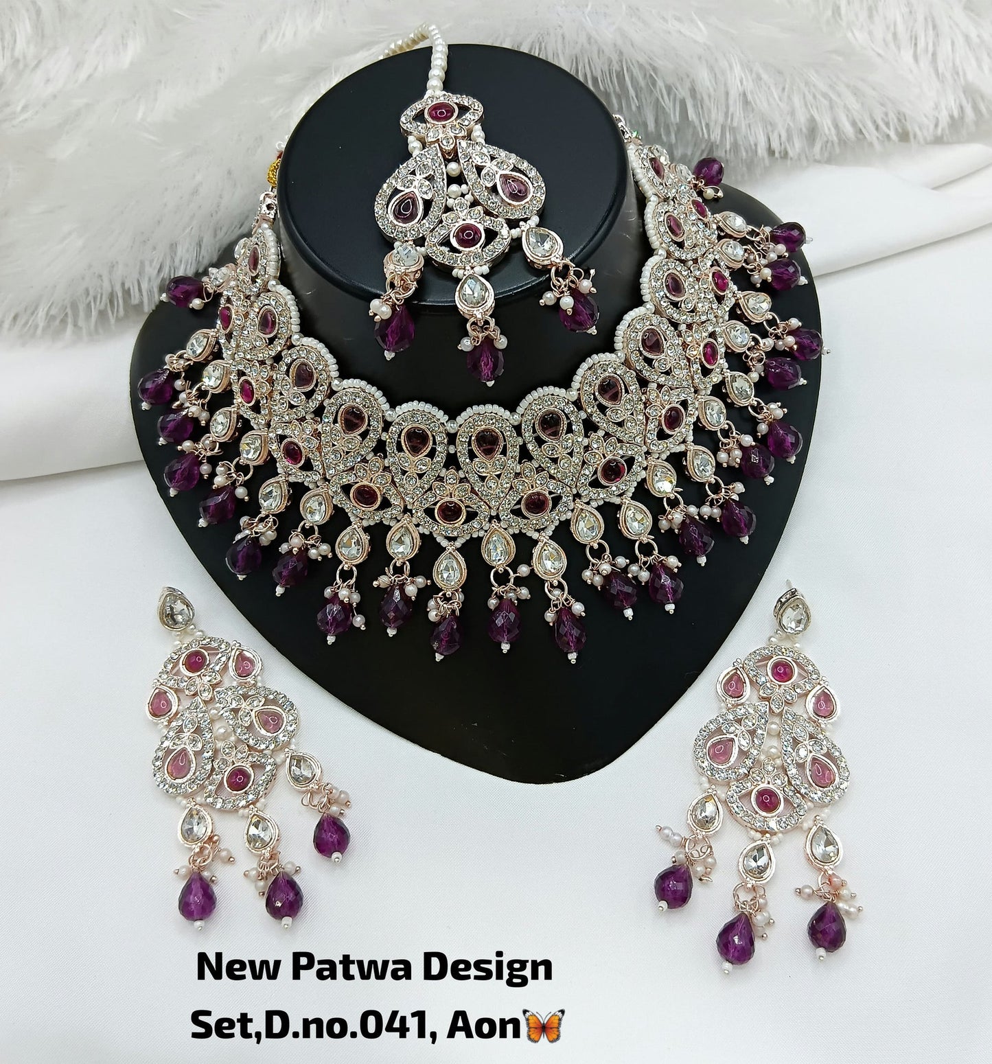 Baby Pink & Rose Gold Patwa Choker Set