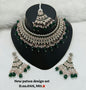 Rani Pink & Rose Gold Patwa Choker Set with Maang Tikka