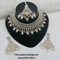 Rani Pink & Rose Gold Patwa Choker Set with Maang Tikka