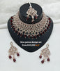 Pastel Pink Droplets Studded Rose Gold Choker Set