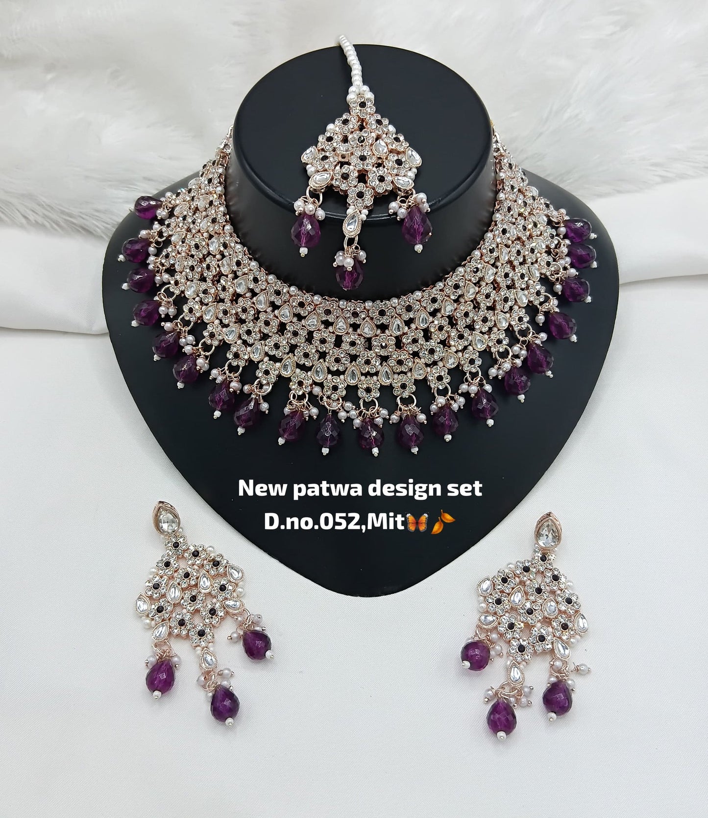 Pastel Pink Droplets Studded Rose Gold Choker Set