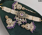 Purple Pearl Work Kundan Choker Necklace Set