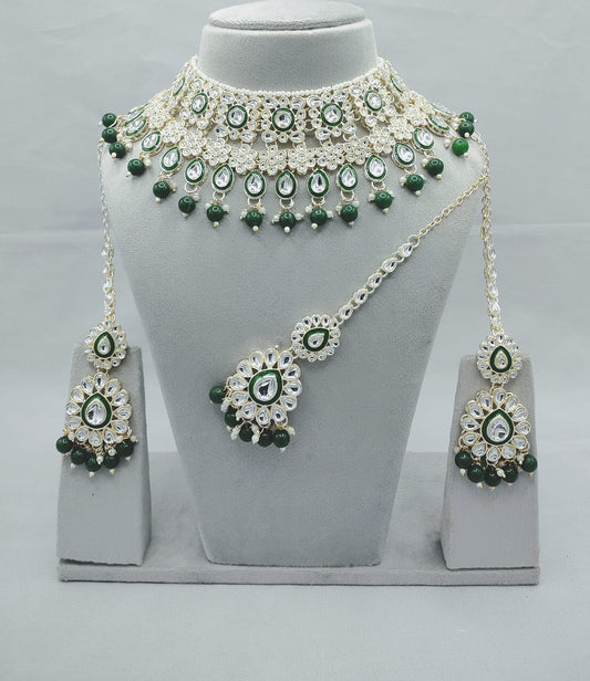 Heavy Bridal Choker Set with Ear chains