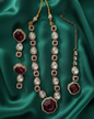 Deep Maroon Kundan Necklace Set with Earring