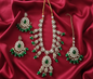Lavender Lilac Kundan Necklace Set with Frosted Bead Droplets