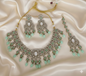 Rose Petal Pink Choker Necklace Set with Earrings