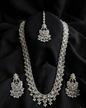 Champagne Stone & Pearl Beaded Long Necklace Set