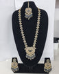 Lavender Purple Heart Shaped Long Necklace Set with Earrings & Maang Tikka