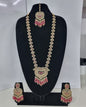 Lavender Purple Heart Shaped Long Necklace Set with Earrings & Maang Tikka