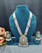 INTRICATE LAYERED PEARL & STONE PENDANT HAAR NECKLACE SET WITH EARRINGS