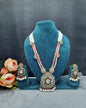 INTRICATE LAYERED PEARL & STONE PENDANT HAAR NECKLACE SET WITH EARRINGS