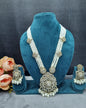 INTRICATE LAYERED PEARL & STONE PENDANT HAAR NECKLACE SET WITH EARRINGS