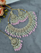 Ornate Choker Necklace, Earrings & Maangtikka Set