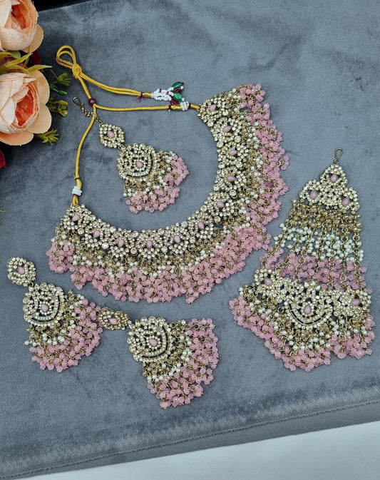 Choker Jewelry Set with Earrings, Maang Tikka & Passa