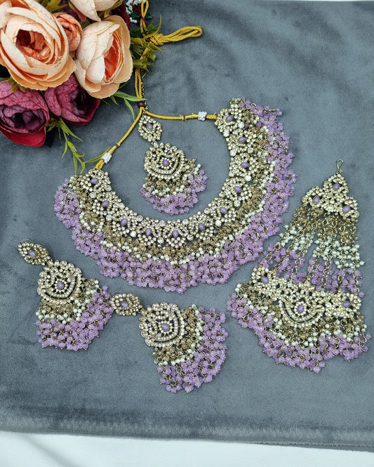 Choker Jewelry Set with Earrings, Maang Tikka & Passa