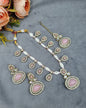 Elegant Teardrop Stone & Pearl Beaded Jewelry Set with Earrings & Maang Tikka