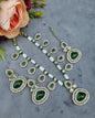 Elegant Teardrop Stone & Pearl Beaded Jewelry Set with Earrings & Maang Tikka