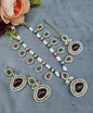Elegant Teardrop Stone & Pearl Beaded Jewelry Set with Earrings & Maang Tikka