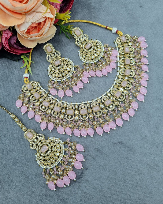 Crystal Jewelry Set with Earrings & Maang Tikka