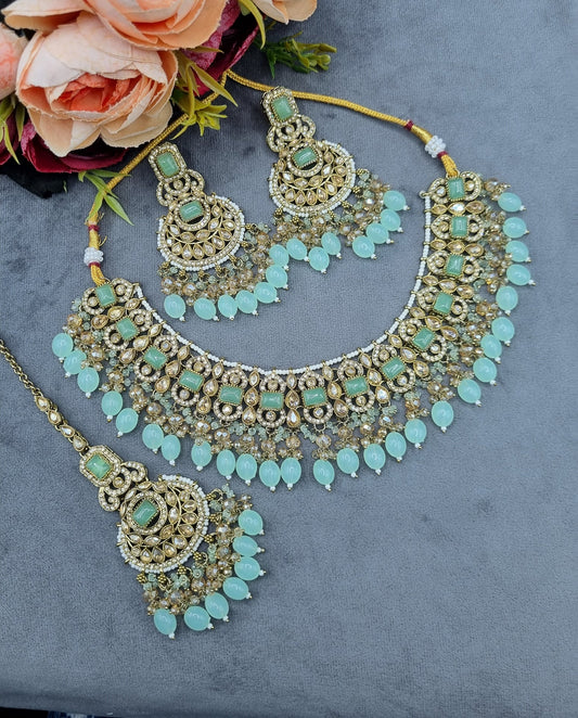 Crystal Jewelry Set with Earrings & Maang Tikka
