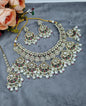 Royal Chandbali & Pearl Bridal Jewelry Set with Earrings & Maang Tikka
