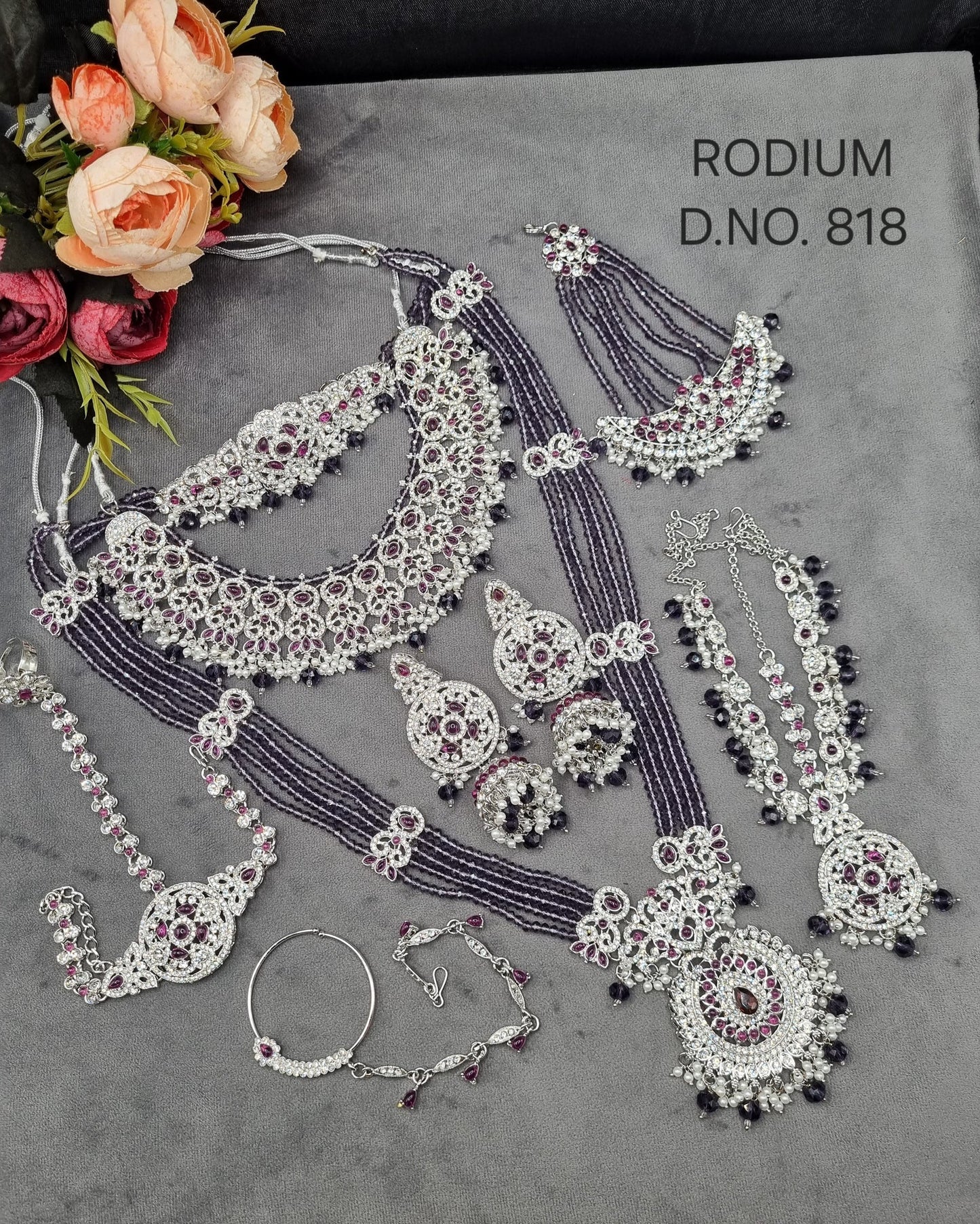 Bridal Rhodium Polish Jewellery Set – Complete Multi-Piece Wedding Collection