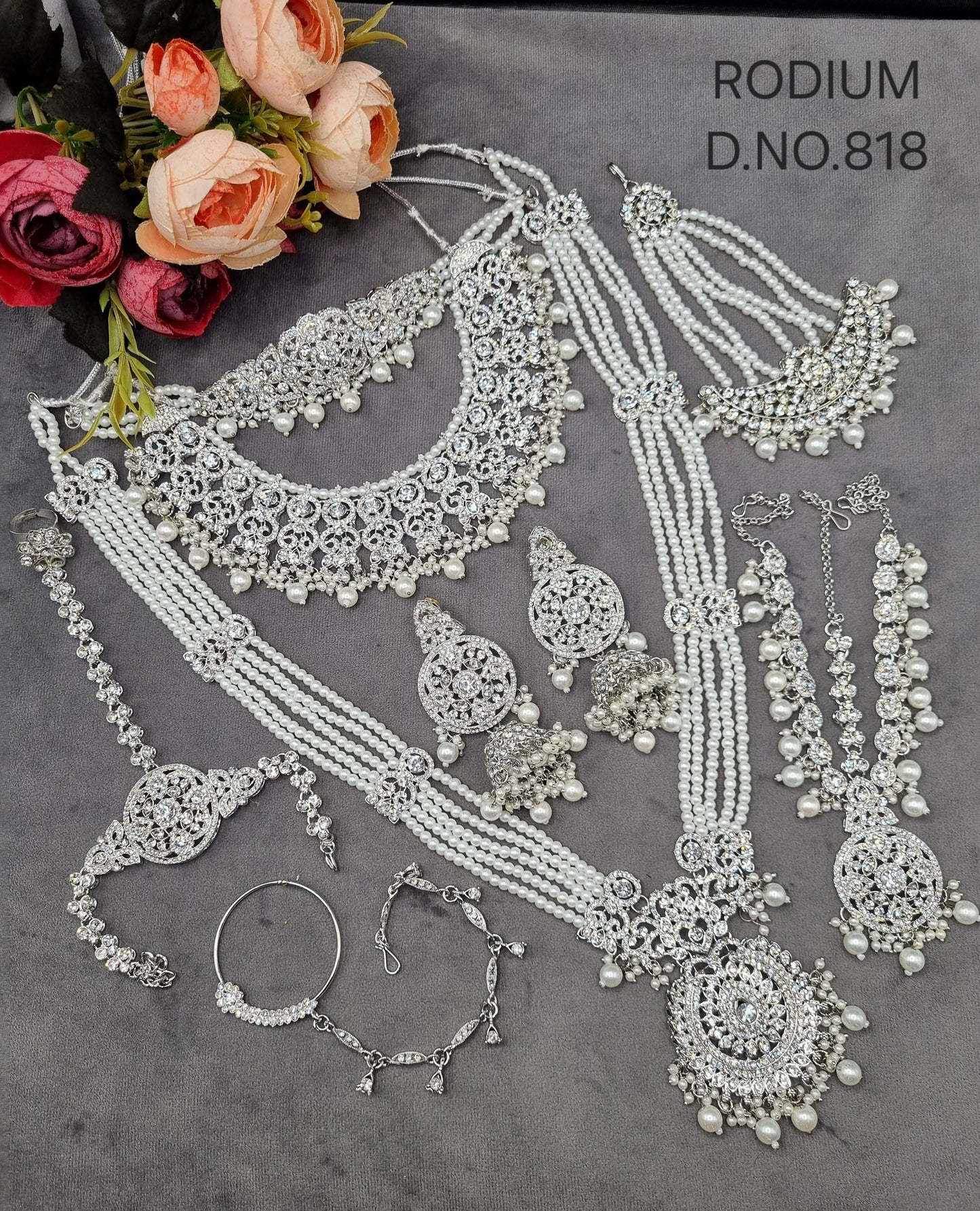 Bridal Rhodium Polish Jewellery Set – Complete Multi-Piece Wedding Collection
