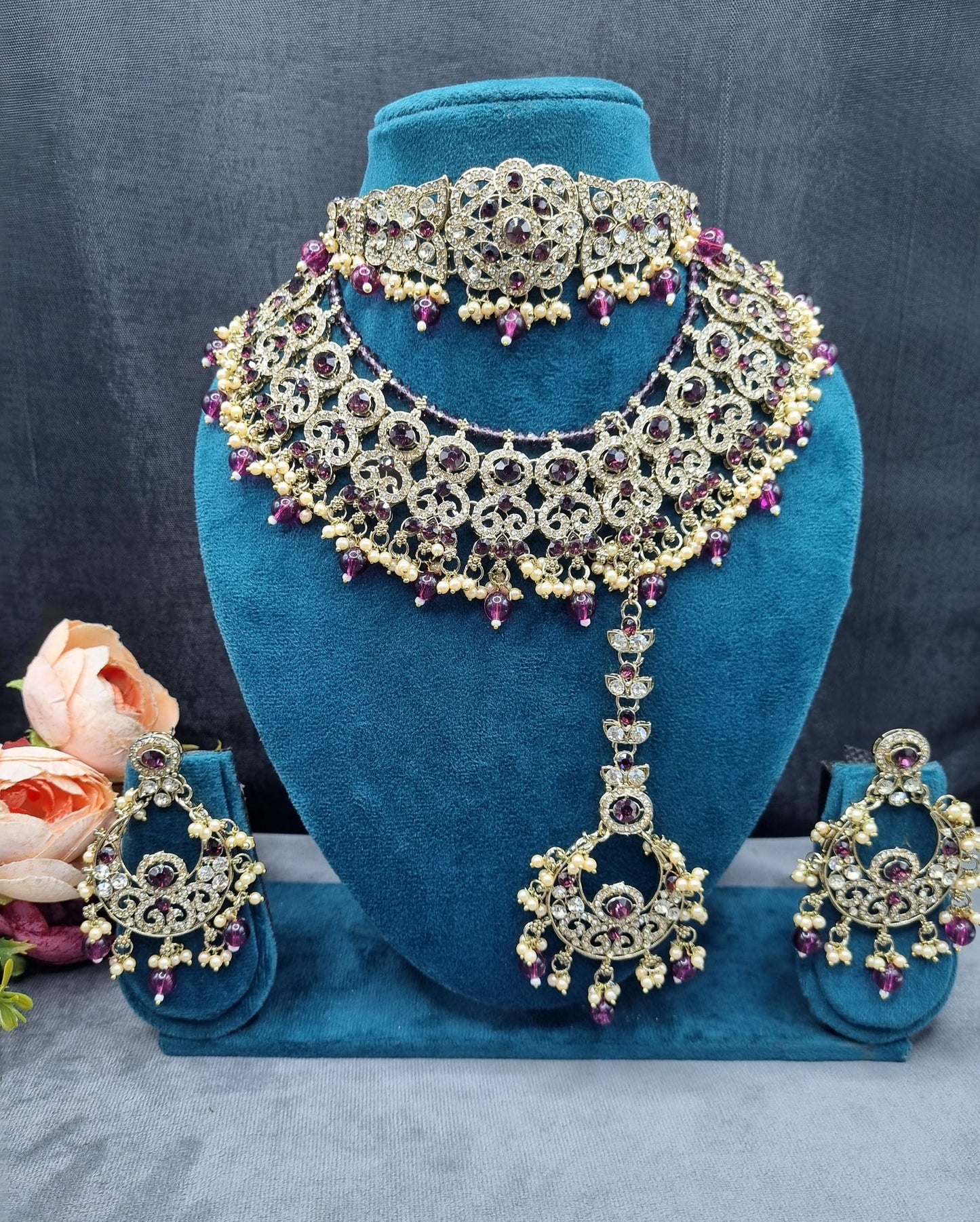 Royal Antique Gold Zircon Bridal Jewelry Set