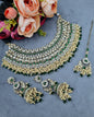 Bridal Rhinestone & Pearl Choker Necklace Set with Earrings & Maang Tikka