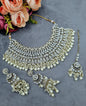 Bridal Rhinestone & Pearl Choker Necklace Set with Earrings & Maang Tikka