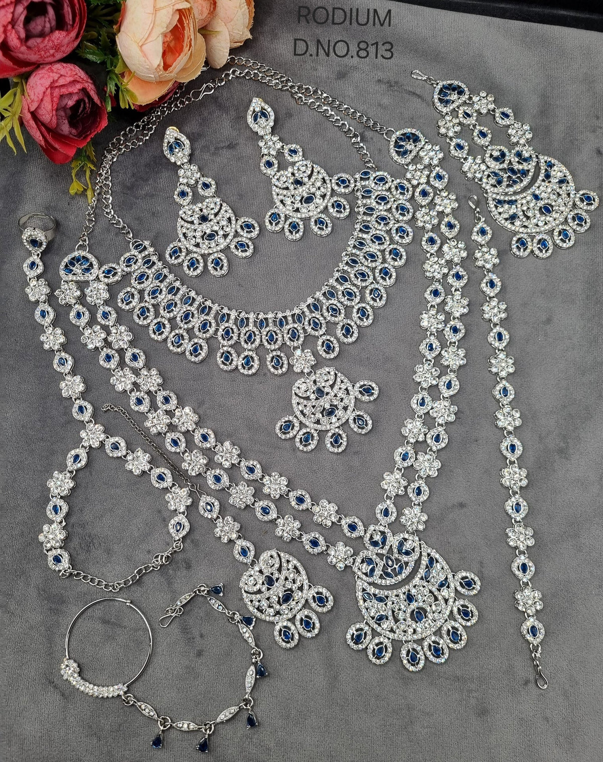 Rhodium-Plated Complete Bridal Jewellery Set