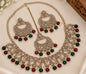 Antique Gold Cubic Zirconia Choker Set with Earrings & Maang Tikka